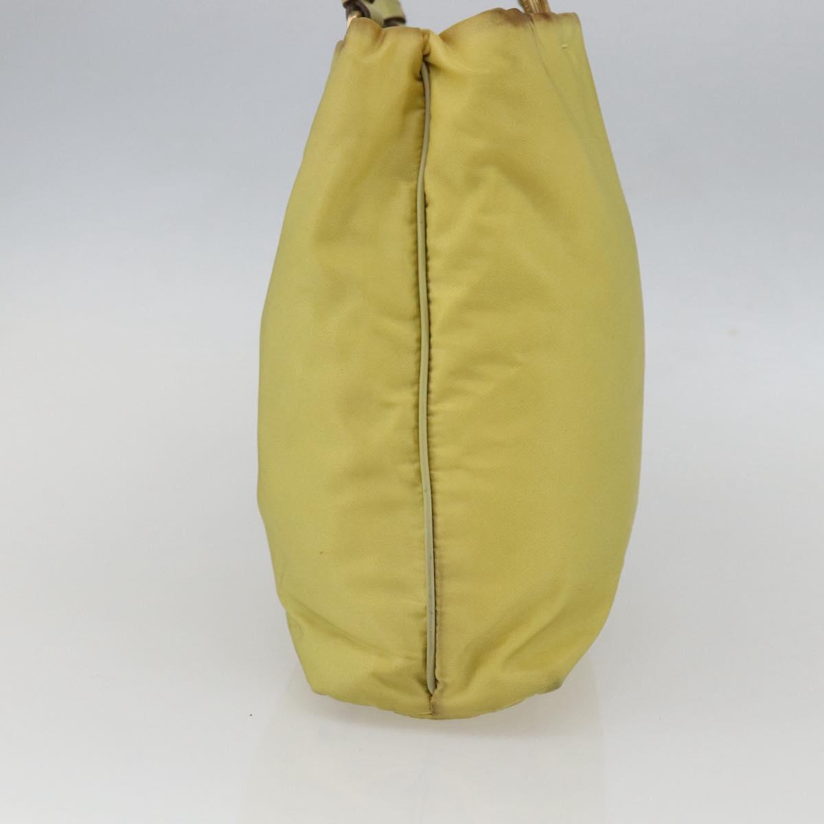 PRADA Tote Bag Nylon Yellow Gold Auth 157782