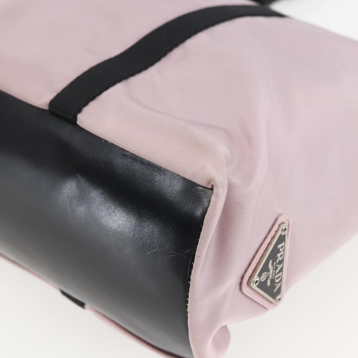 PRADA Tote Bag Nylon Pink Silver Auth 157783