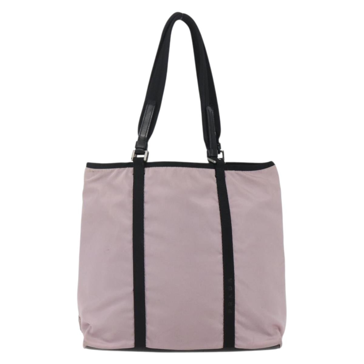 PRADA Tote Bag Nylon Pink Silver Auth 157783