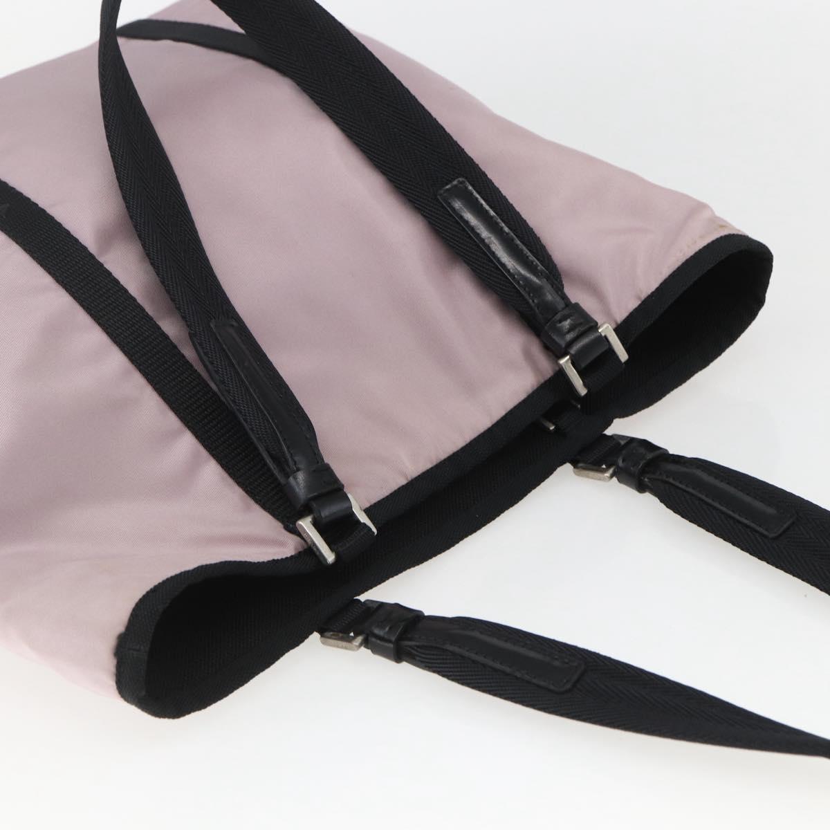 PRADA Tote Bag Nylon Pink Silver Auth 157783