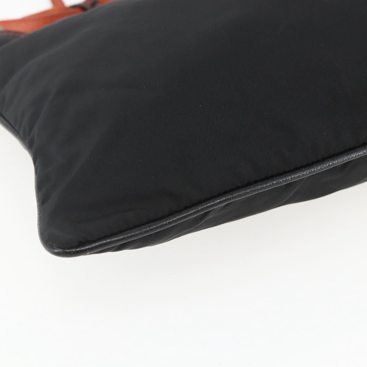 PRADA Tote Bag Nylon Black Silver Auth 157784