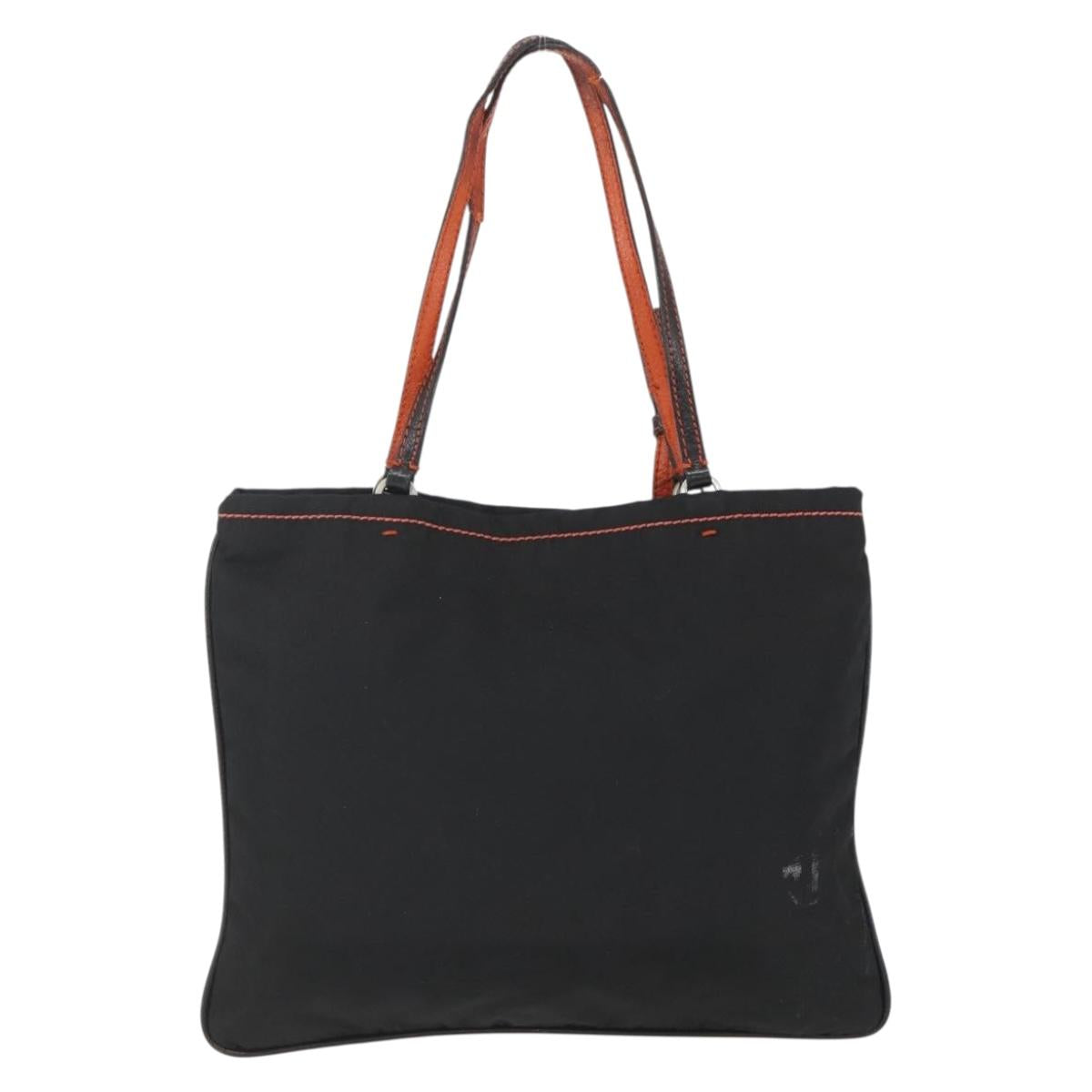 PRADA Tote Bag Nylon Black Silver Auth 157784