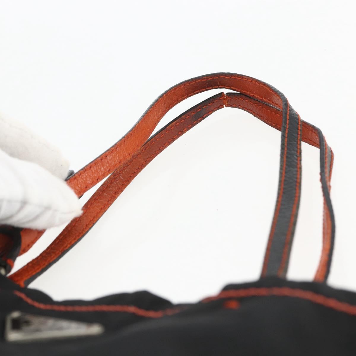 PRADA Tote Bag Nylon Black Silver Auth 157784