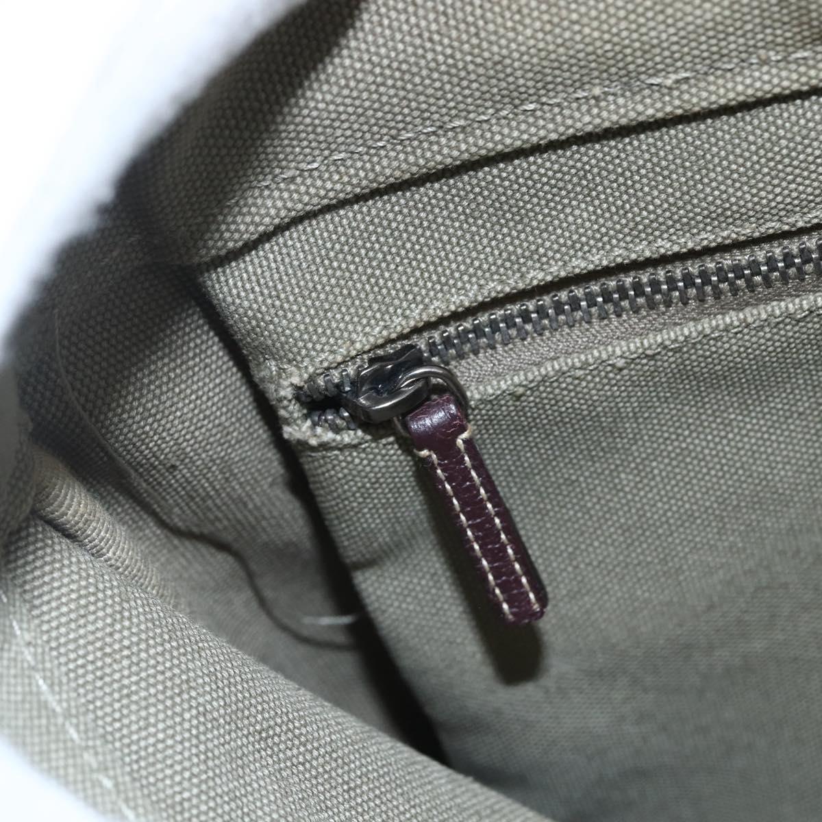 PRADA Tote Bag Canvas Khaki Silver Auth 157785