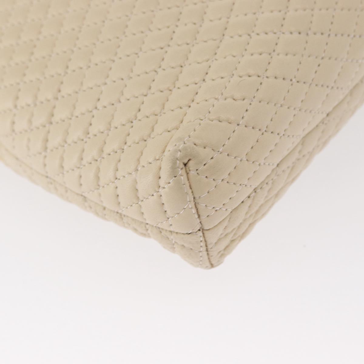 BALLY Chain Shoulder Bag Leather Beige Gold Auth 157787