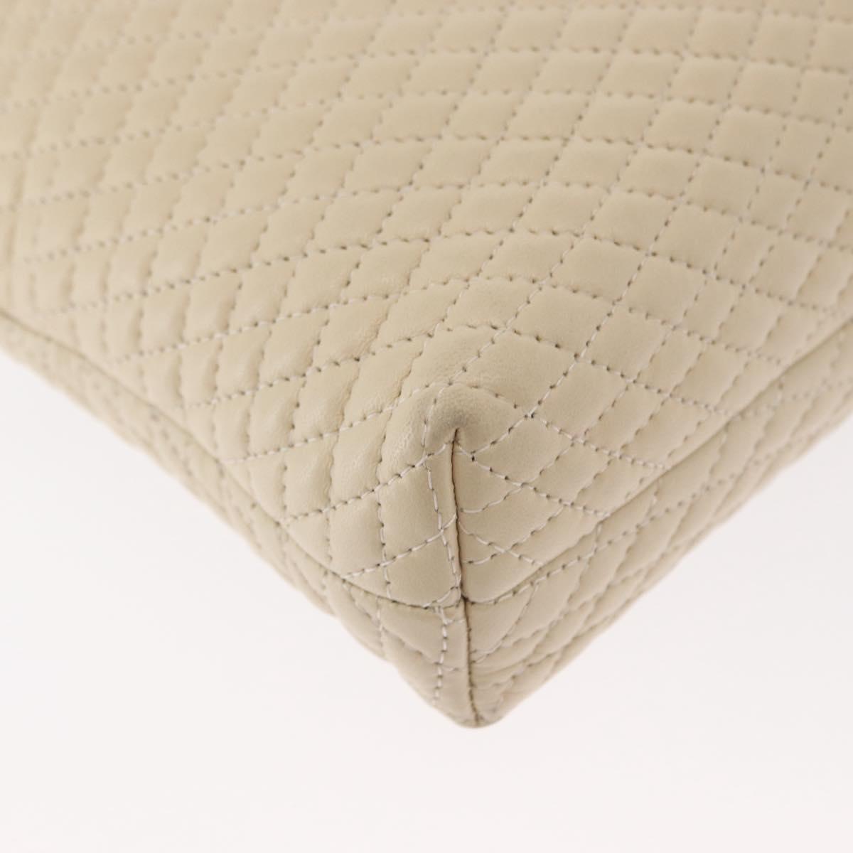 BALLY Chain Shoulder Bag Leather Beige Gold Auth 157787