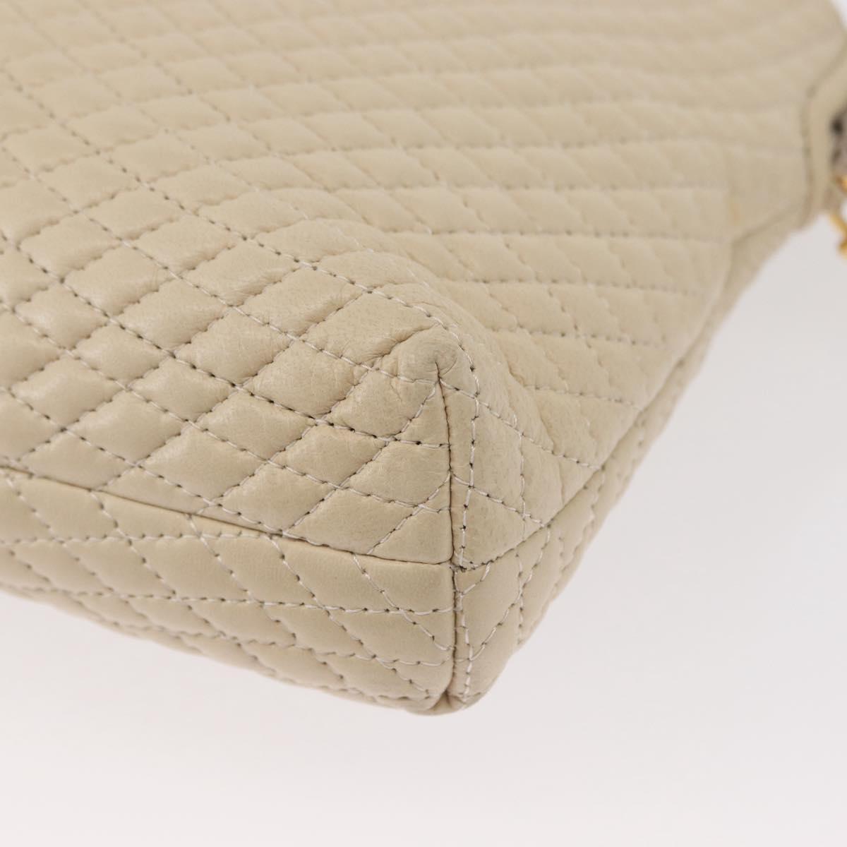 BALLY Chain Shoulder Bag Leather Beige Gold Auth 157787