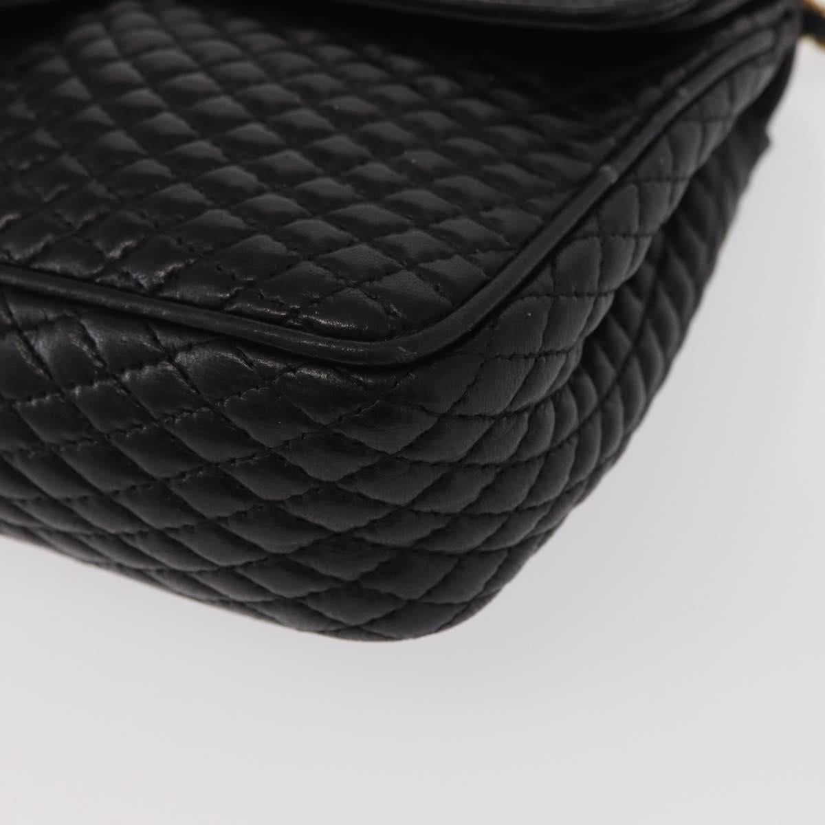 BALLY Chain Shoulder Bag Leather Black Gold Auth 157788