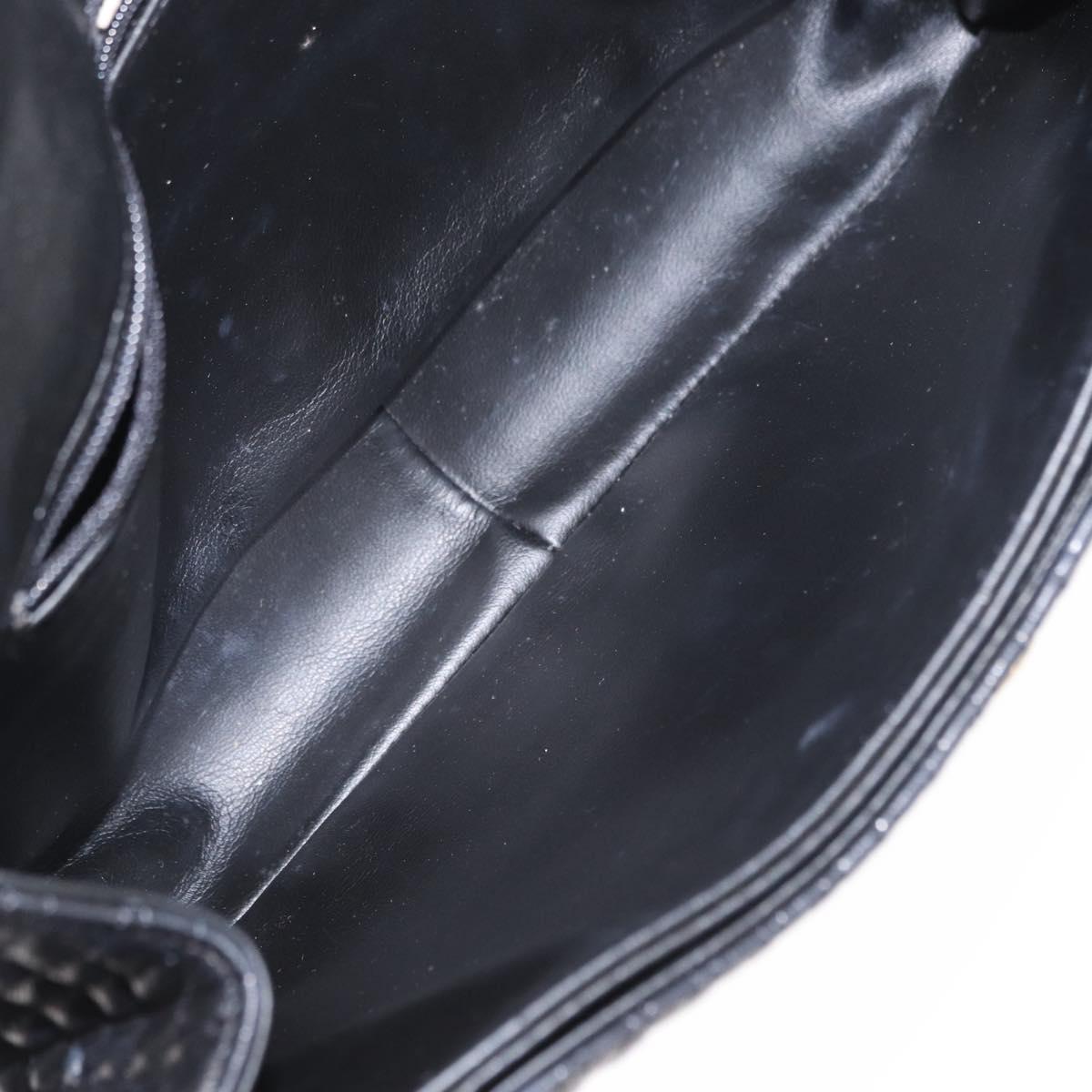 BALLY Chain Shoulder Bag Leather Black Gold Auth 157788