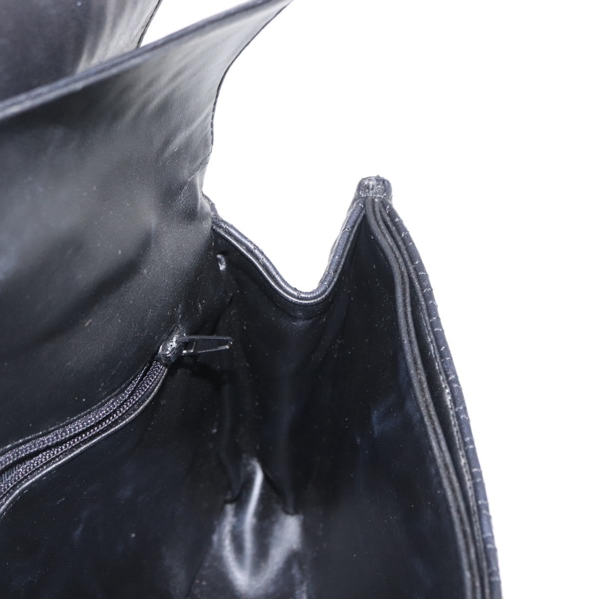 BALLY Chain Shoulder Bag Leather Black Gold Auth 157788