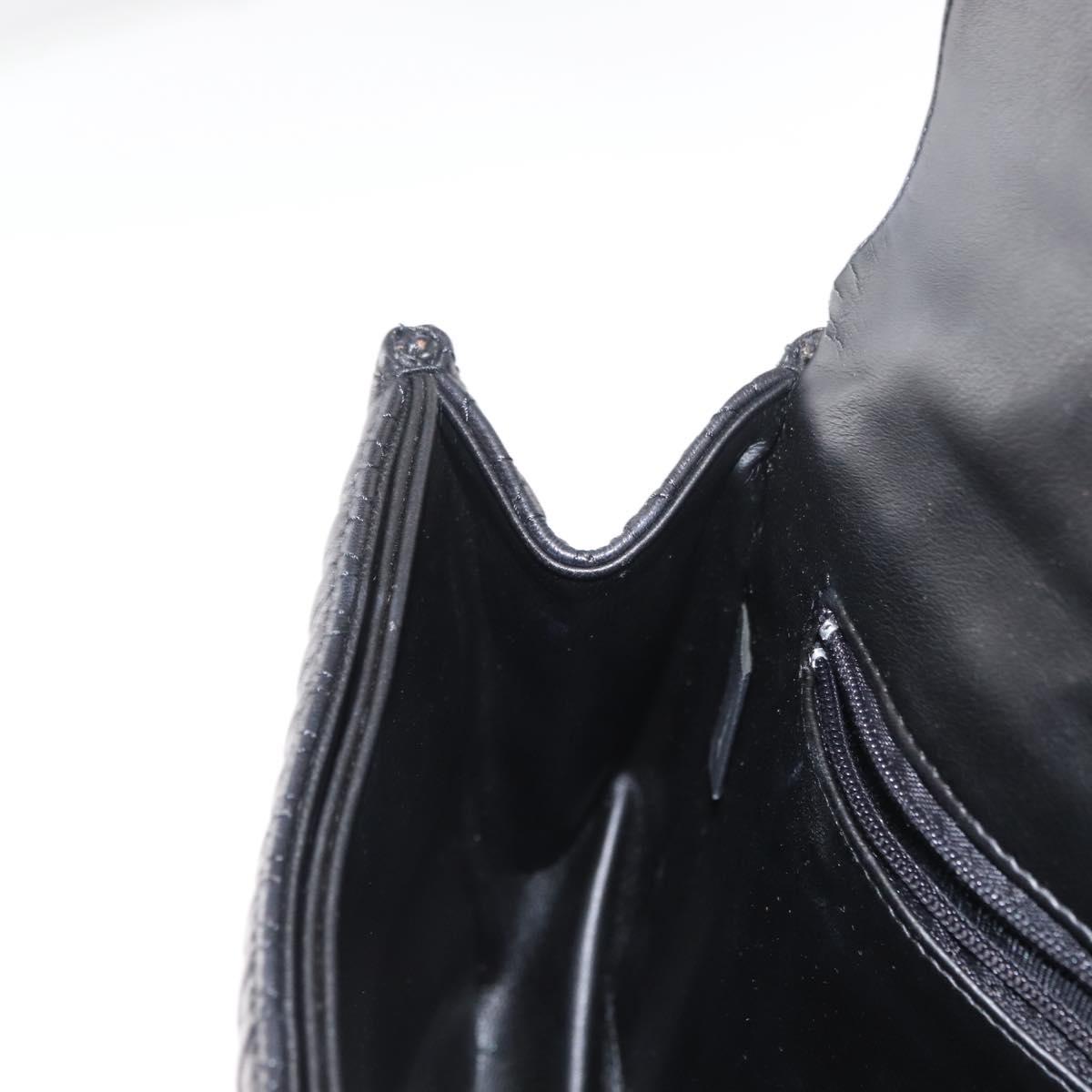 BALLY Chain Shoulder Bag Leather Black Gold Auth 157788