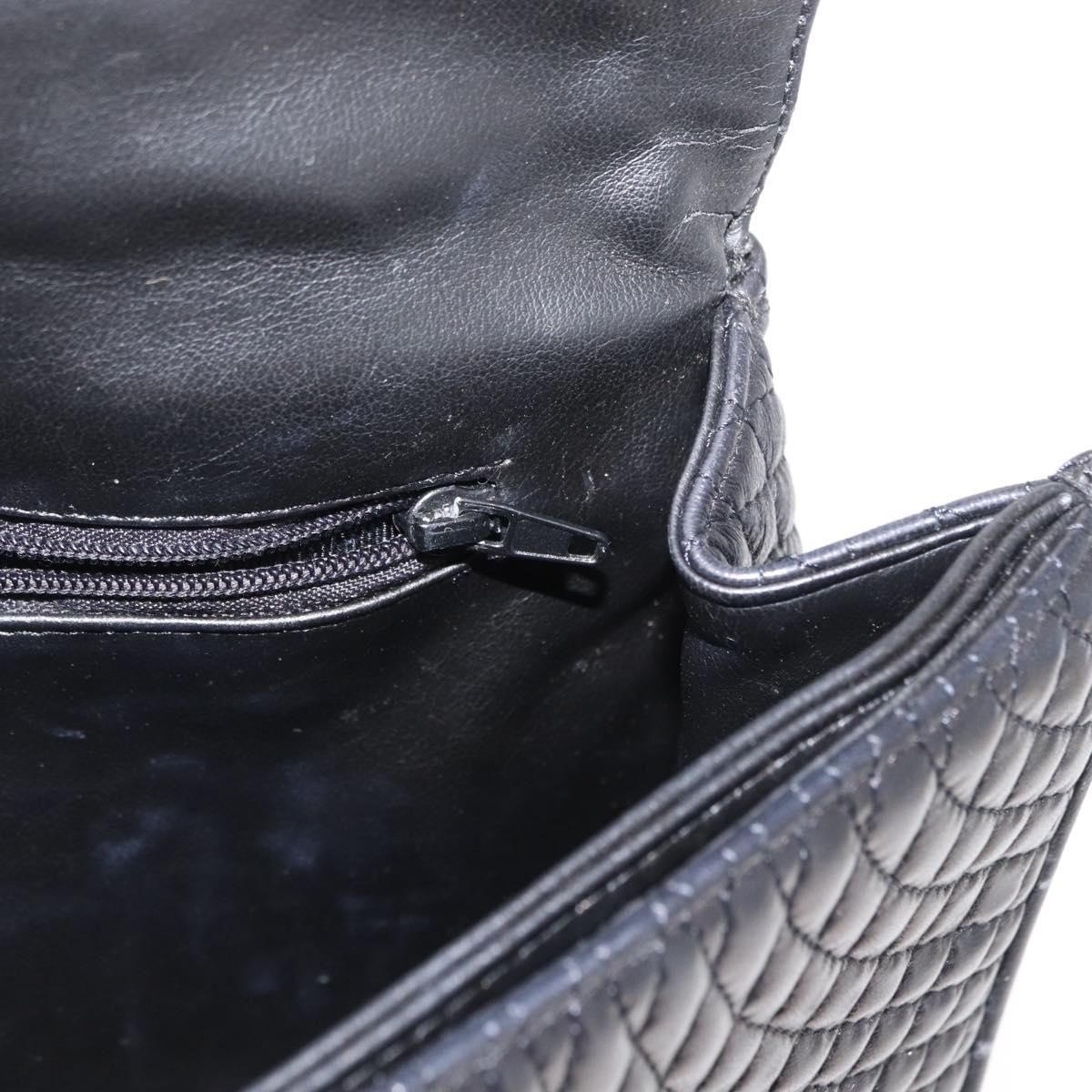 BALLY Chain Shoulder Bag Leather Black Gold Auth 157788