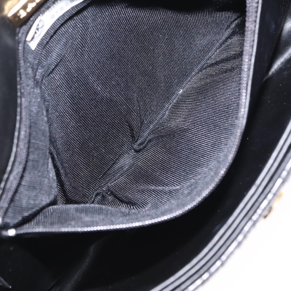 BALLY Chain Shoulder Bag Leather Black Gold Auth 157788