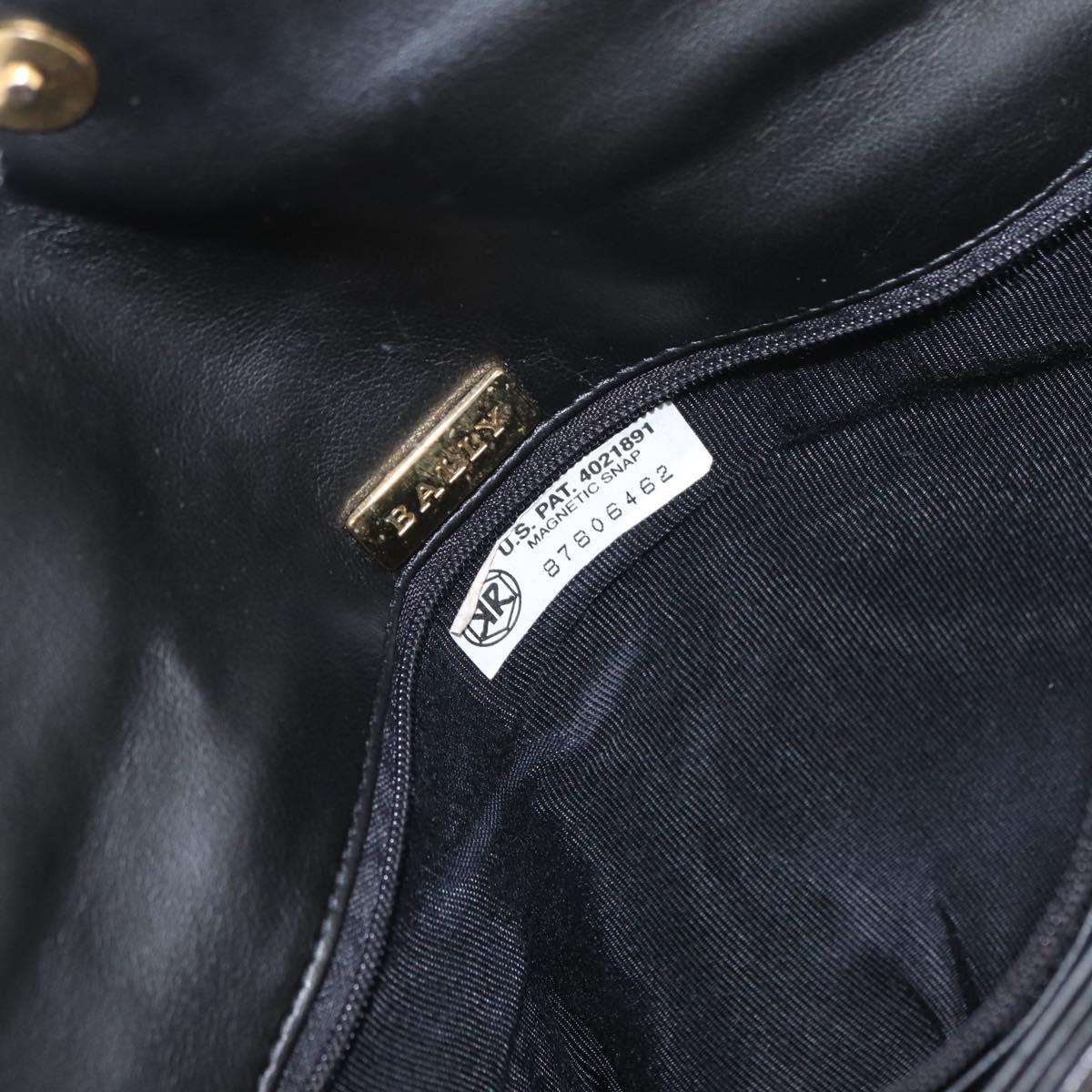 BALLY Chain Shoulder Bag Leather Black Gold Auth 157788