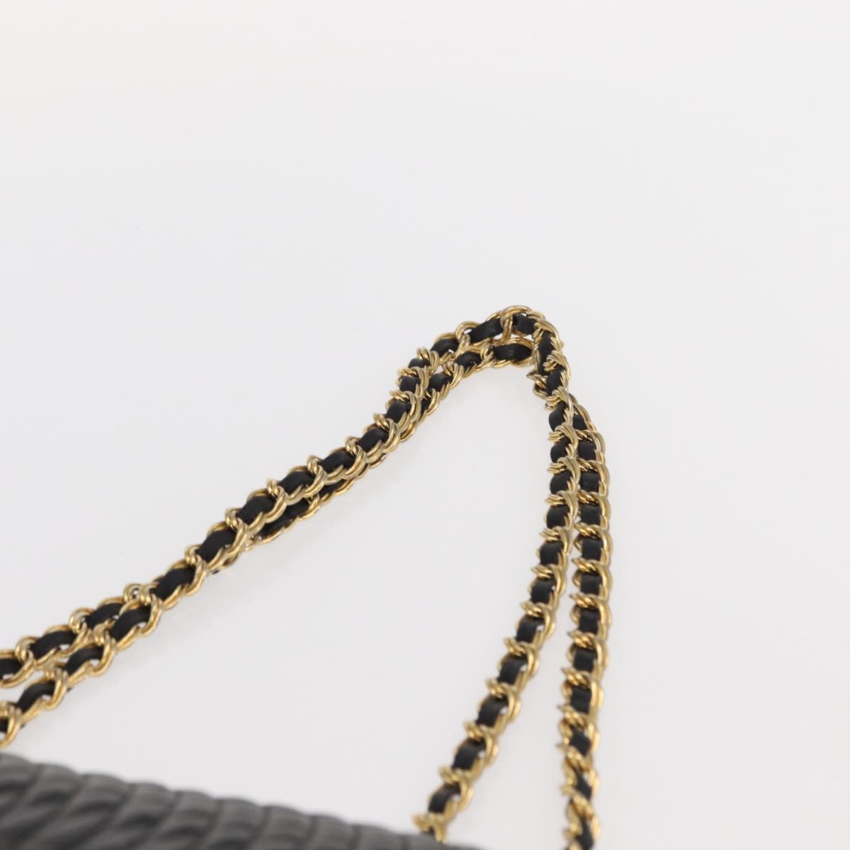 BALLY Chain Shoulder Bag Leather Black Gold Auth 157788