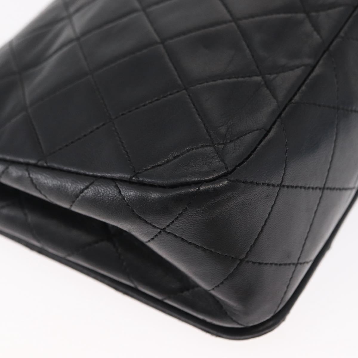 CHANEL Chain Matelasse 23 Shoulder Bag Lamb Skin Black Gold CC Auth 157790