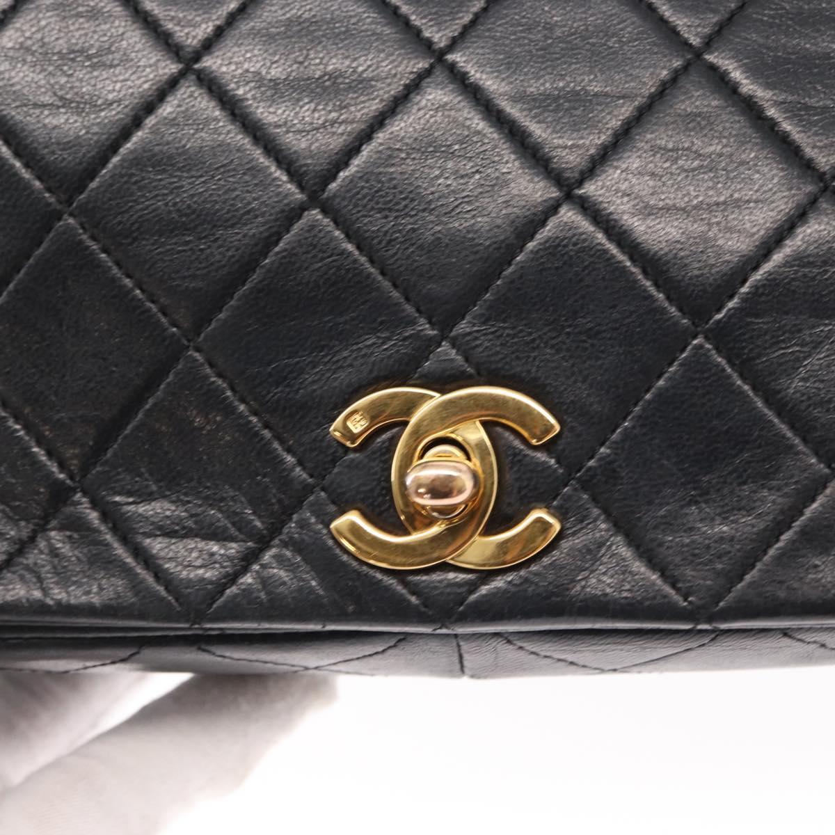 CHANEL Chain Matelasse 23 Shoulder Bag Lamb Skin Black Gold CC Auth 157790