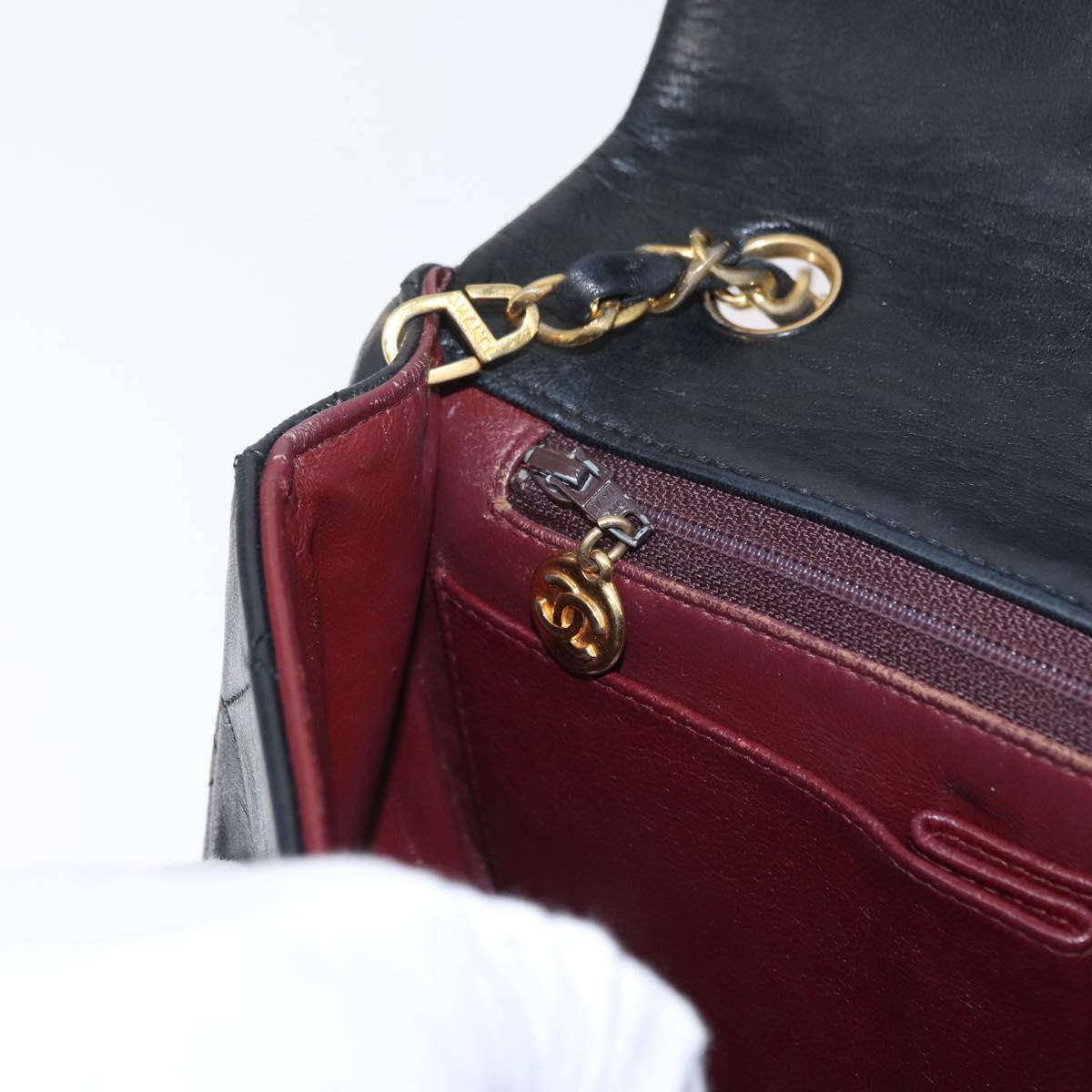 CHANEL Chain Matelasse 23 Shoulder Bag Lamb Skin Black Gold CC Auth 157790