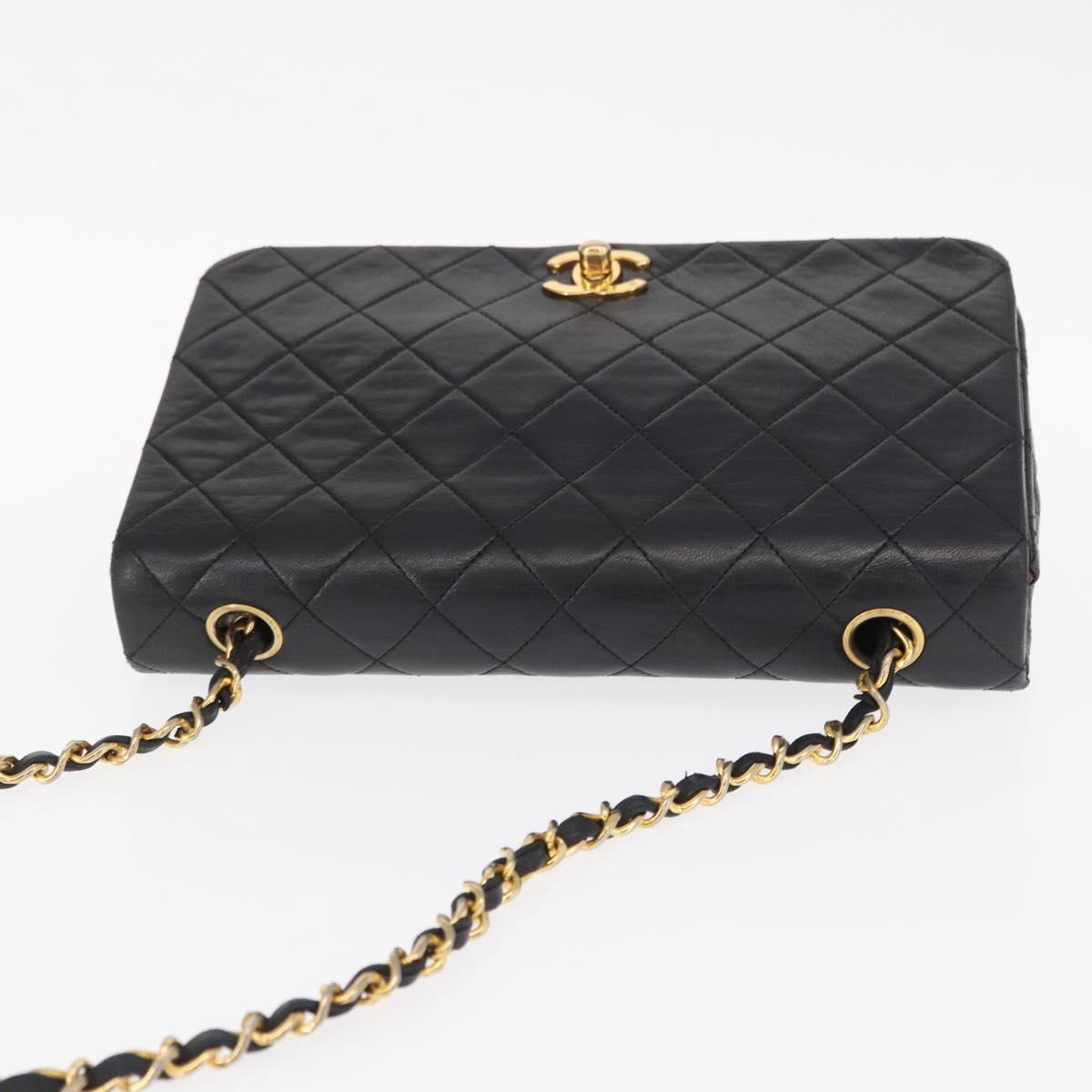 CHANEL Chain Matelasse 23 Shoulder Bag Lamb Skin Black Gold CC Auth 157790