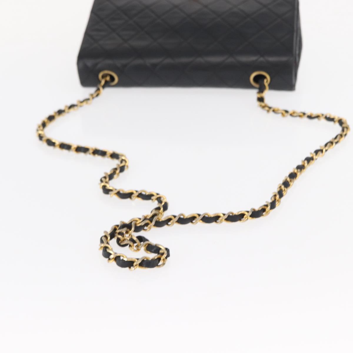 CHANEL Chain Matelasse 23 Shoulder Bag Lamb Skin Black Gold CC Auth 157790