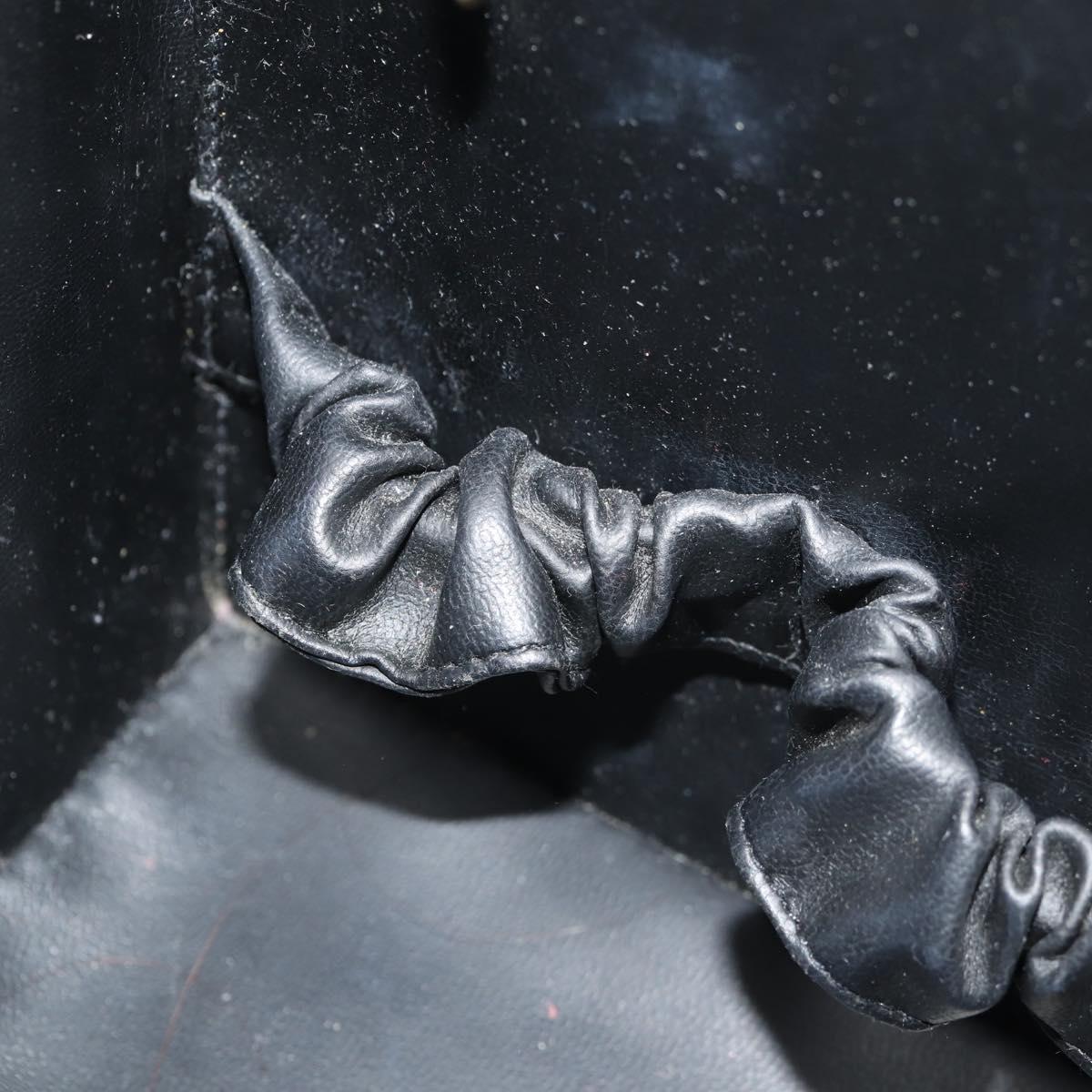 CHANEL Vanity Hand Bag Patent leather 2way Black Gold CC Auth 157791