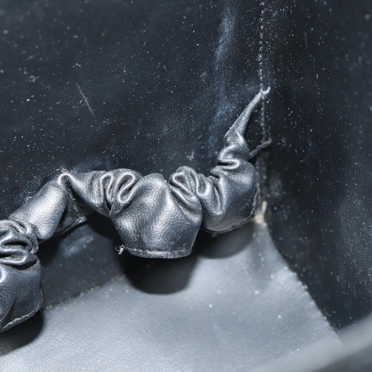 CHANEL Vanity Hand Bag Patent leather 2way Black Gold CC Auth 157791