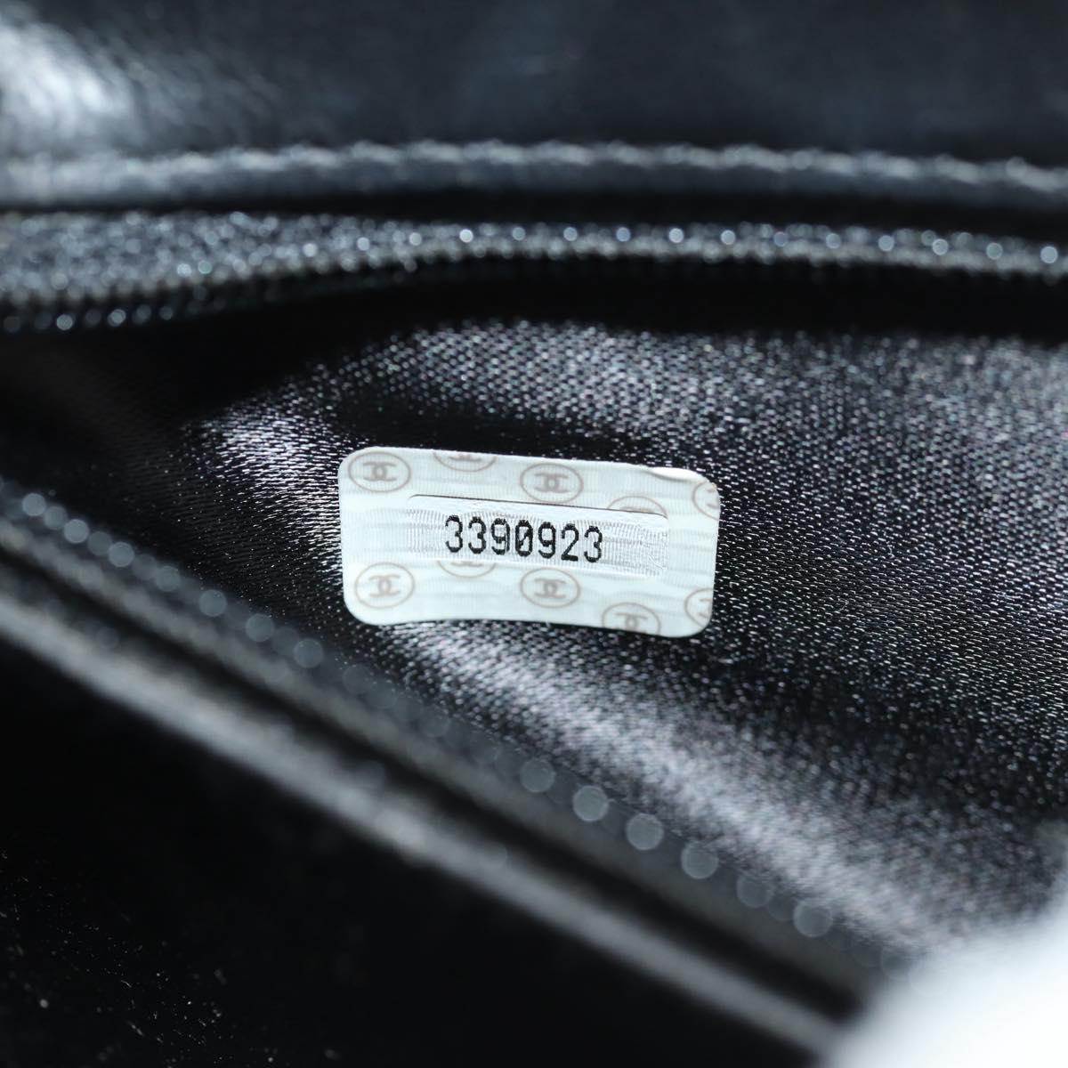 CHANEL Vanity Hand Bag Patent leather 2way Black Gold CC Auth 157791