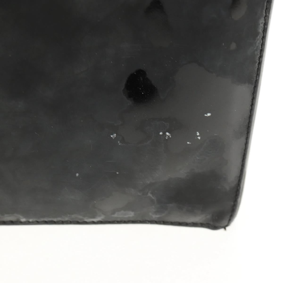 CHANEL Vanity Hand Bag Patent leather 2way Black Gold CC Auth 157791