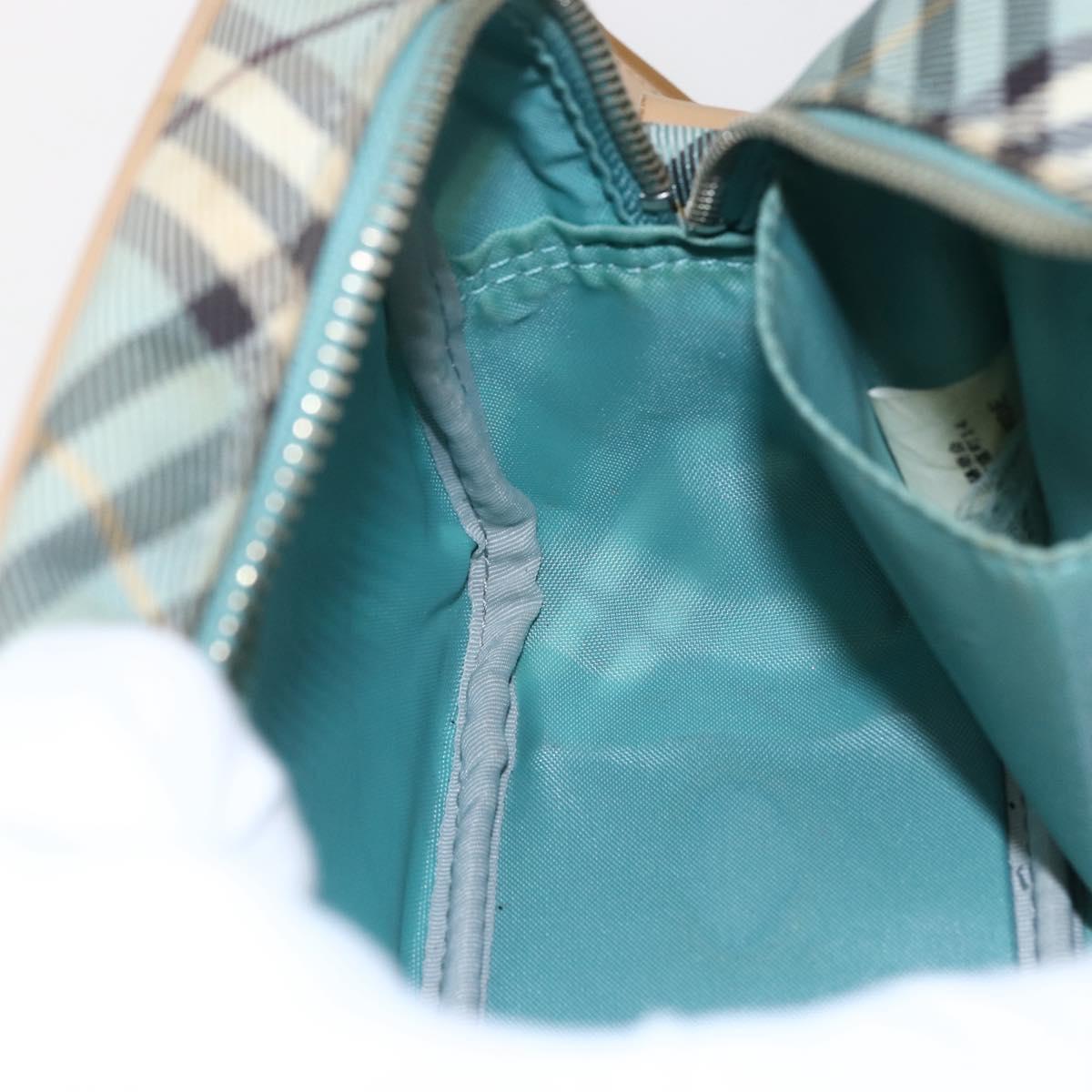 BURBERRY Nova Check Blue Label Shoulder Bag Nylon Blue Silver Auth 157794