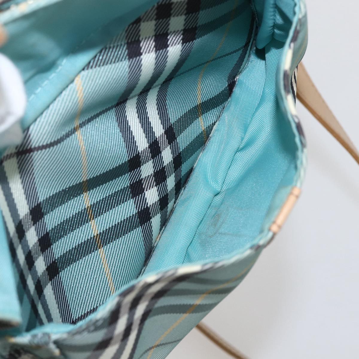 BURBERRY Nova Check Blue Label Shoulder Bag Nylon Blue Silver Auth 157794