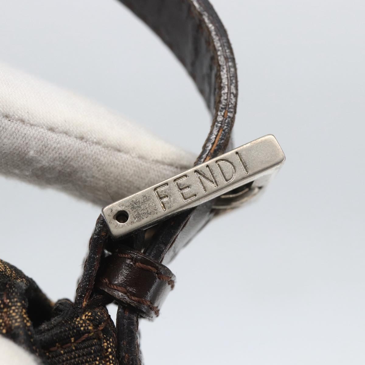 FENDI Zucca Canvas Mamma Baguette Shoulder Bag Black Brown Auth 157797