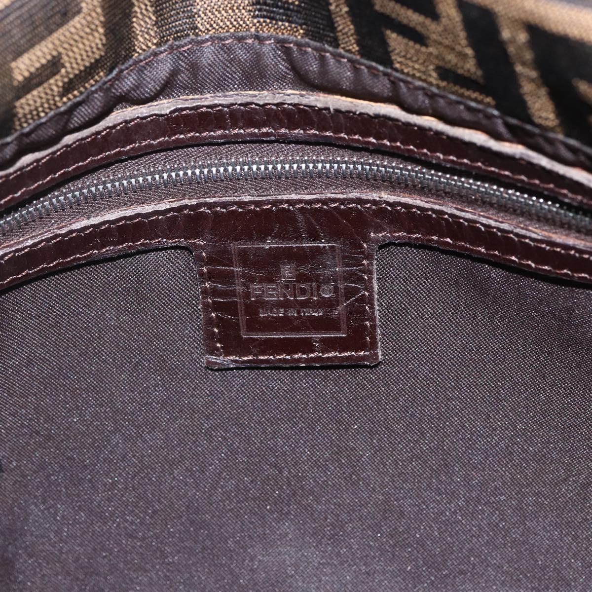 FENDI Zucca Canvas Mamma Baguette Shoulder Bag Black Brown Auth 157797