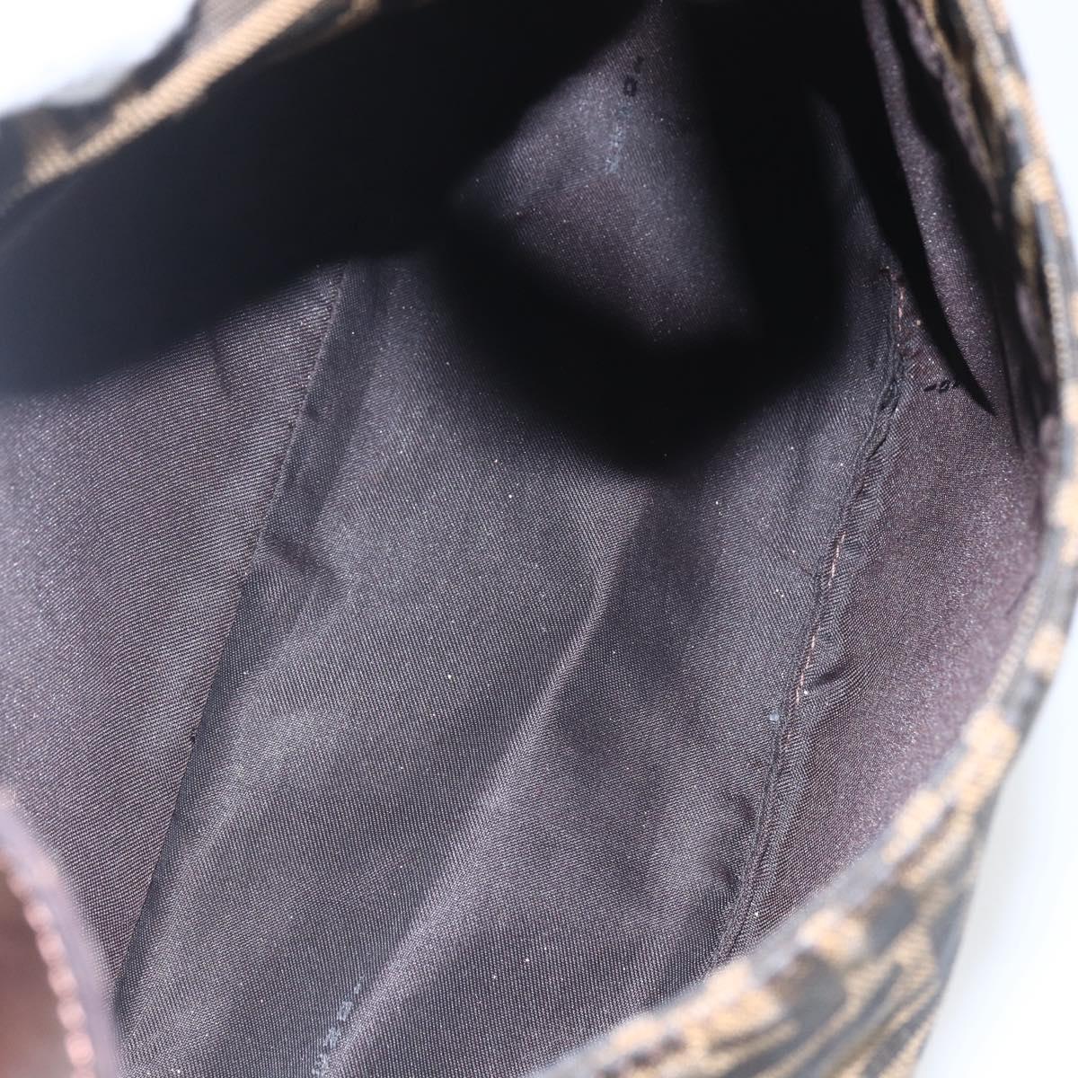 FENDI Zucca Canvas Mamma Baguette Shoulder Bag Black Brown Auth 157797