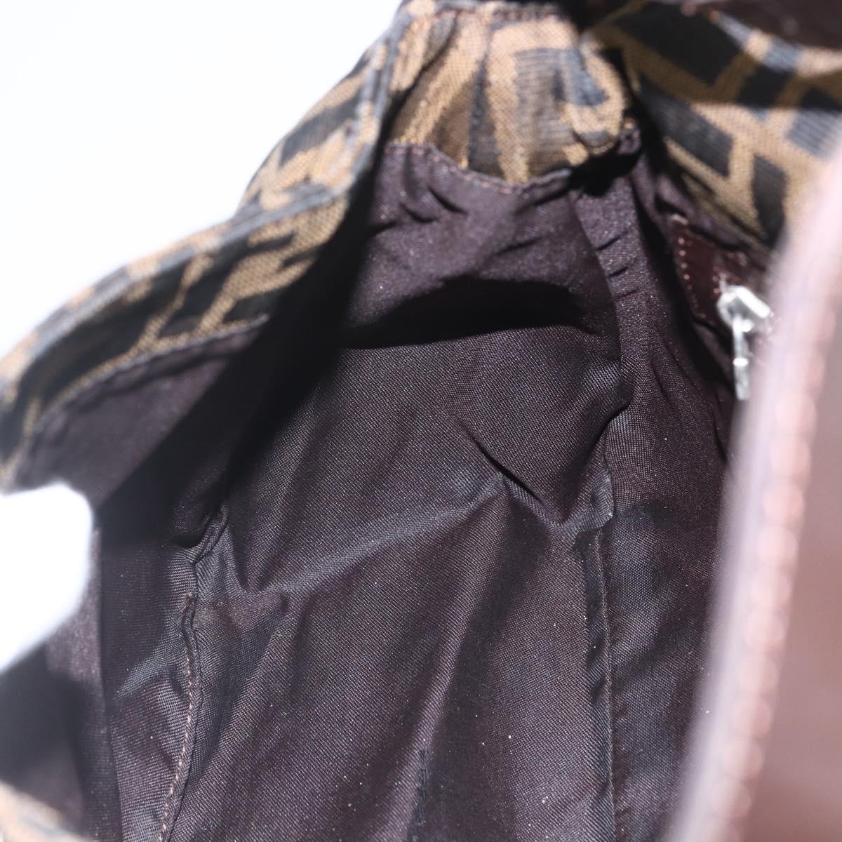 FENDI Zucca Canvas Mamma Baguette Shoulder Bag Black Brown Auth 157797