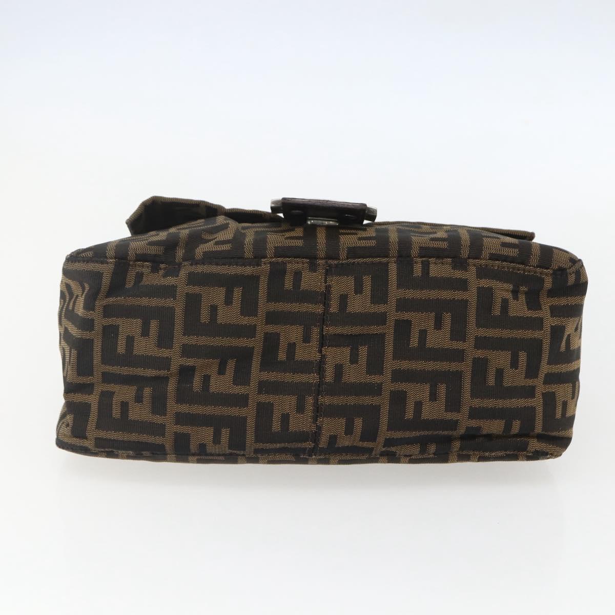 FENDI Zucca Canvas Mamma Baguette Shoulder Bag Black Brown Auth 157797