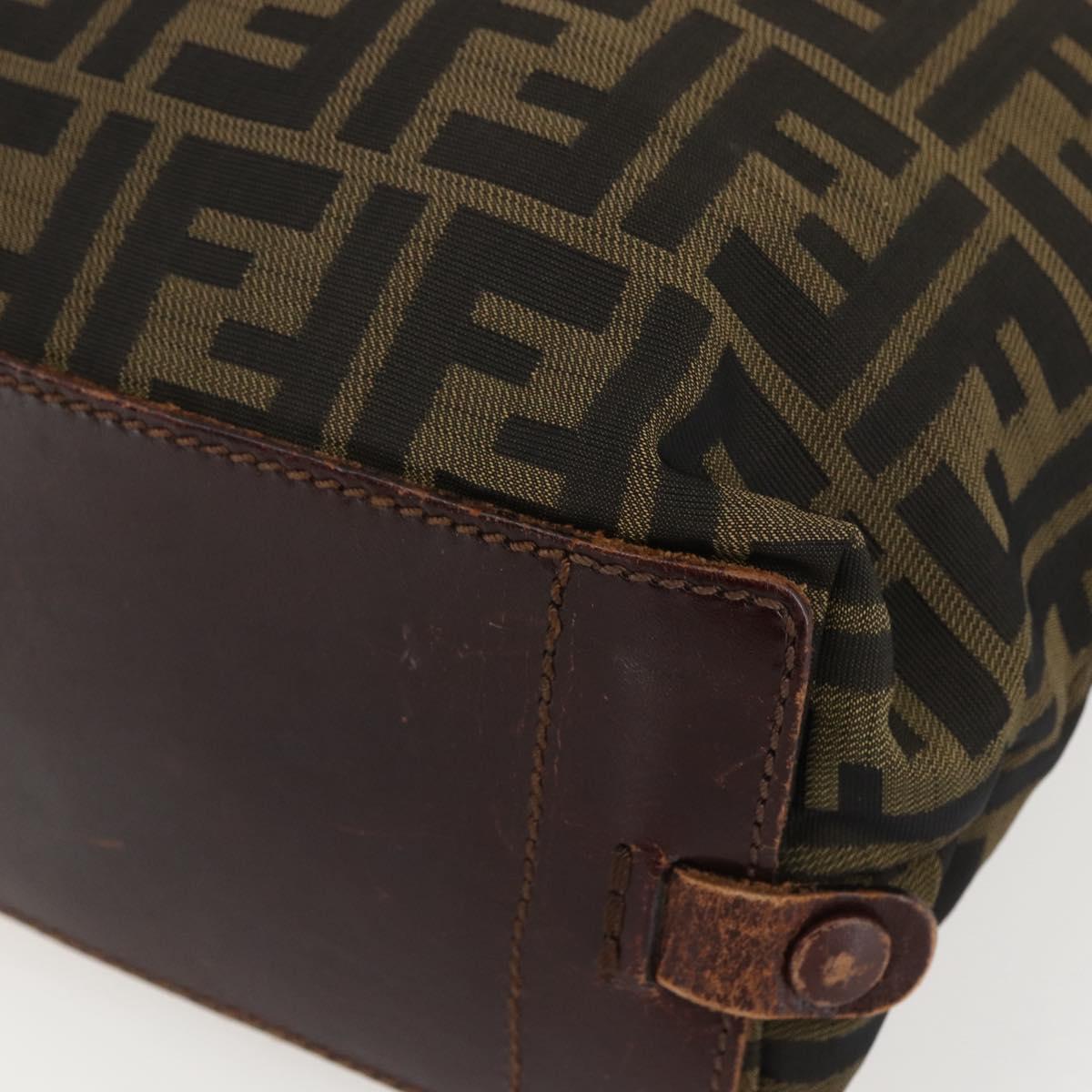 FENDI Zucca Canvas Hand Bag Black Brown Auth 157798