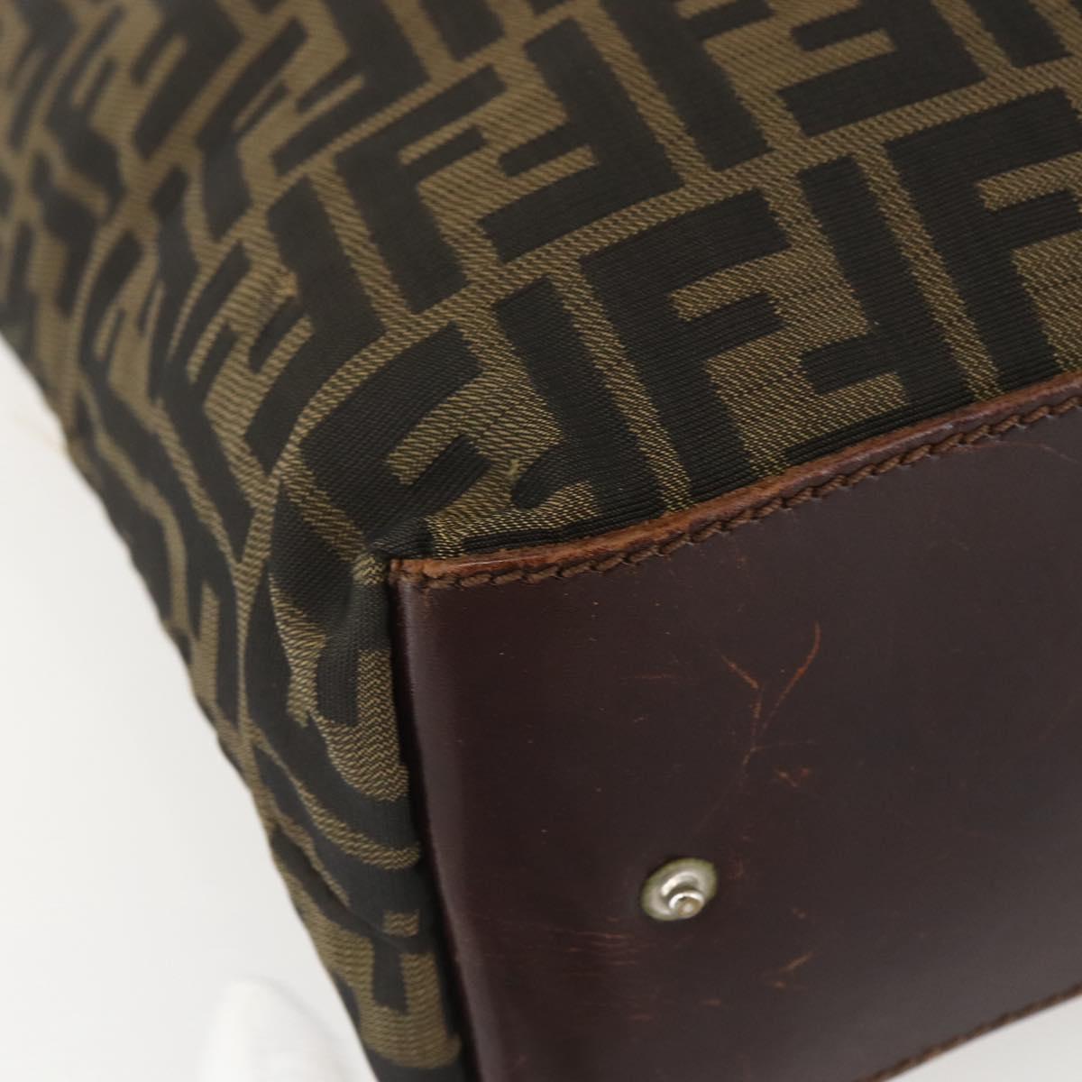 FENDI Zucca Canvas Hand Bag Black Brown Auth 157798