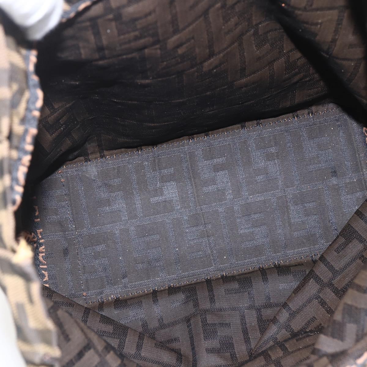 FENDI Zucca Canvas Hand Bag Black Brown Auth 157798