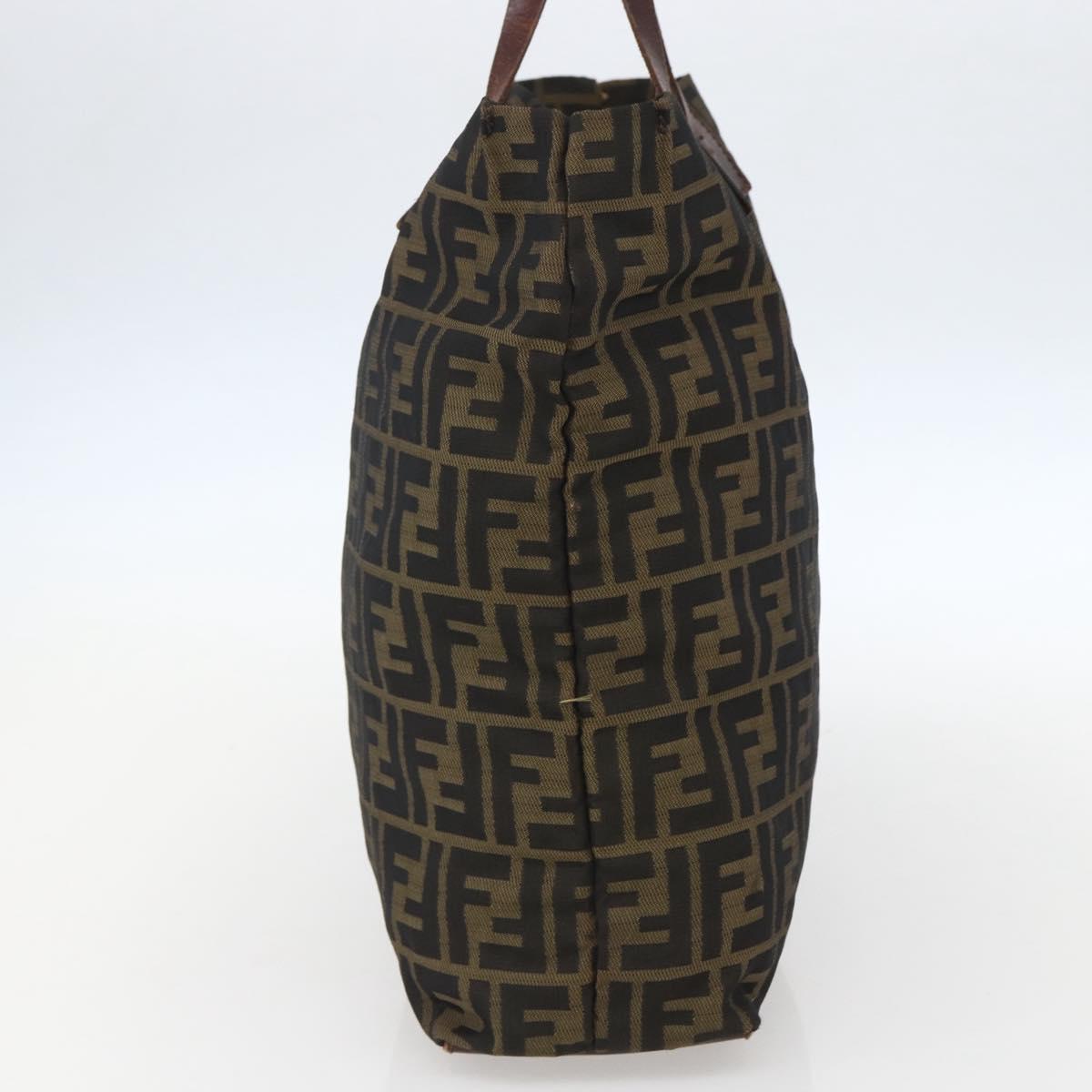FENDI Zucca Canvas Hand Bag Black Brown Auth 157798