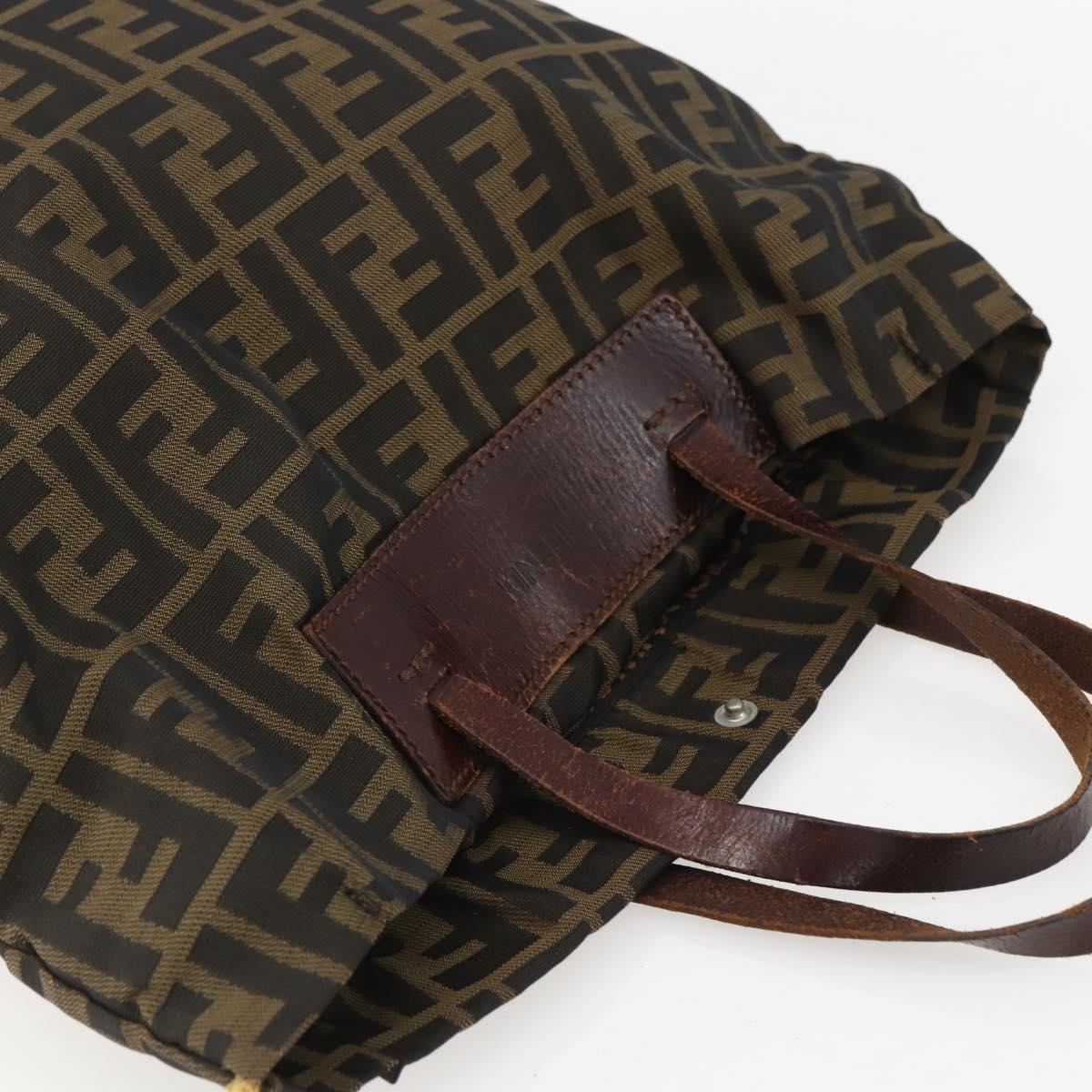 FENDI Zucca Canvas Hand Bag Black Brown Auth 157798