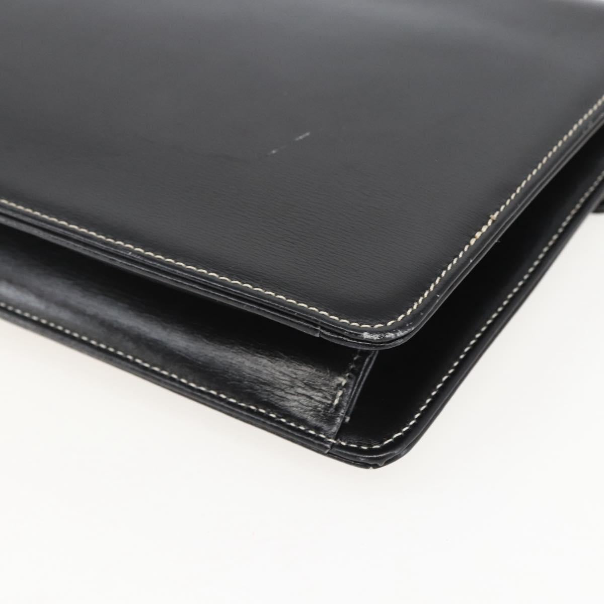 Christian Dior Chain Shoulder Bag Leather Black Gold Auth 157802V