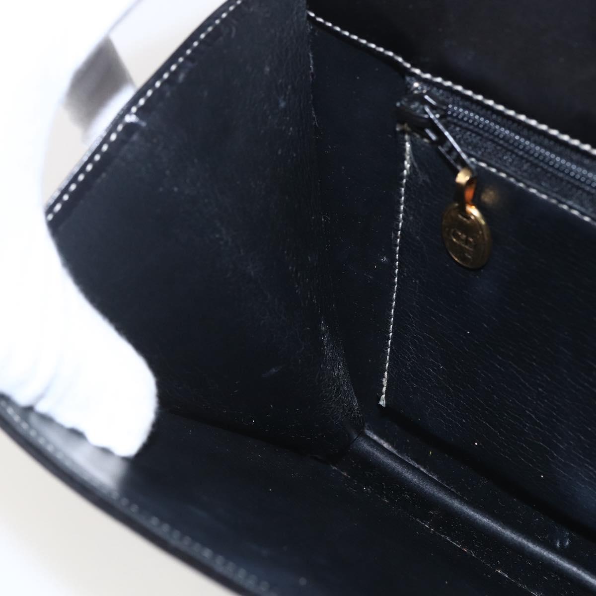 Christian Dior Chain Shoulder Bag Leather Black Gold Auth 157802V