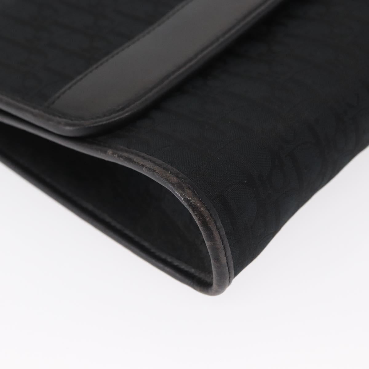 Christian Dior Trotter Canvas Chain Shoulder Bag Black Gold Auth 157803