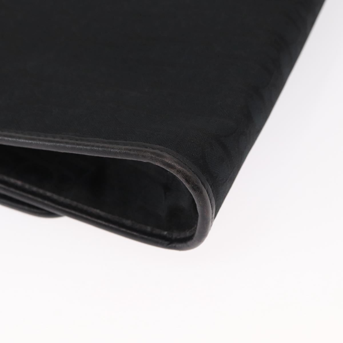 Christian Dior Trotter Canvas Chain Shoulder Bag Black Gold Auth 157803