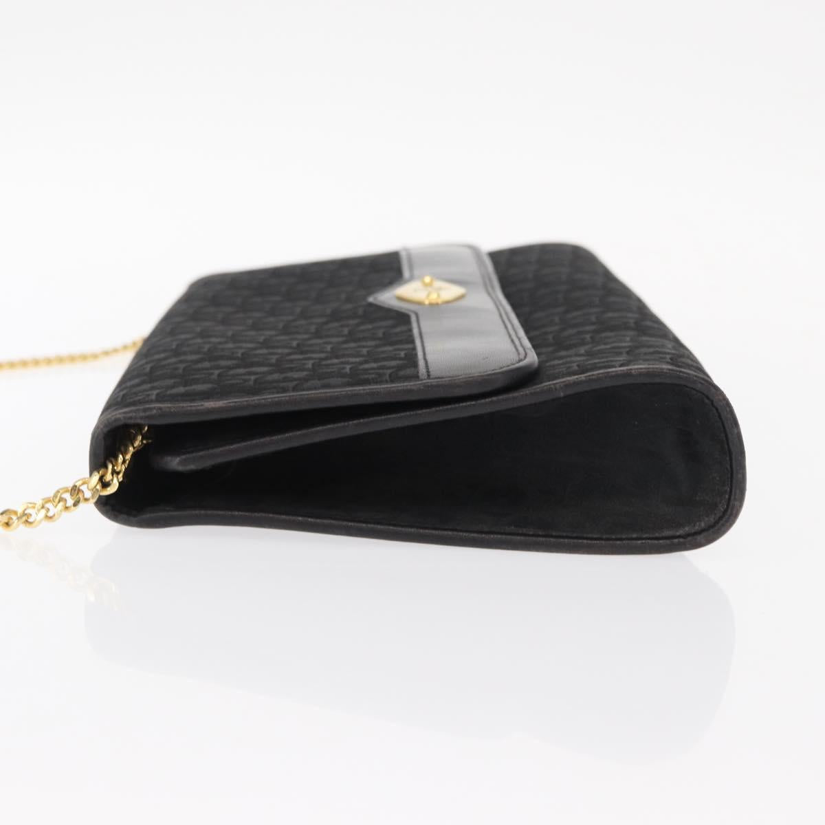 Christian Dior Trotter Canvas Chain Shoulder Bag Black Gold Auth 157803