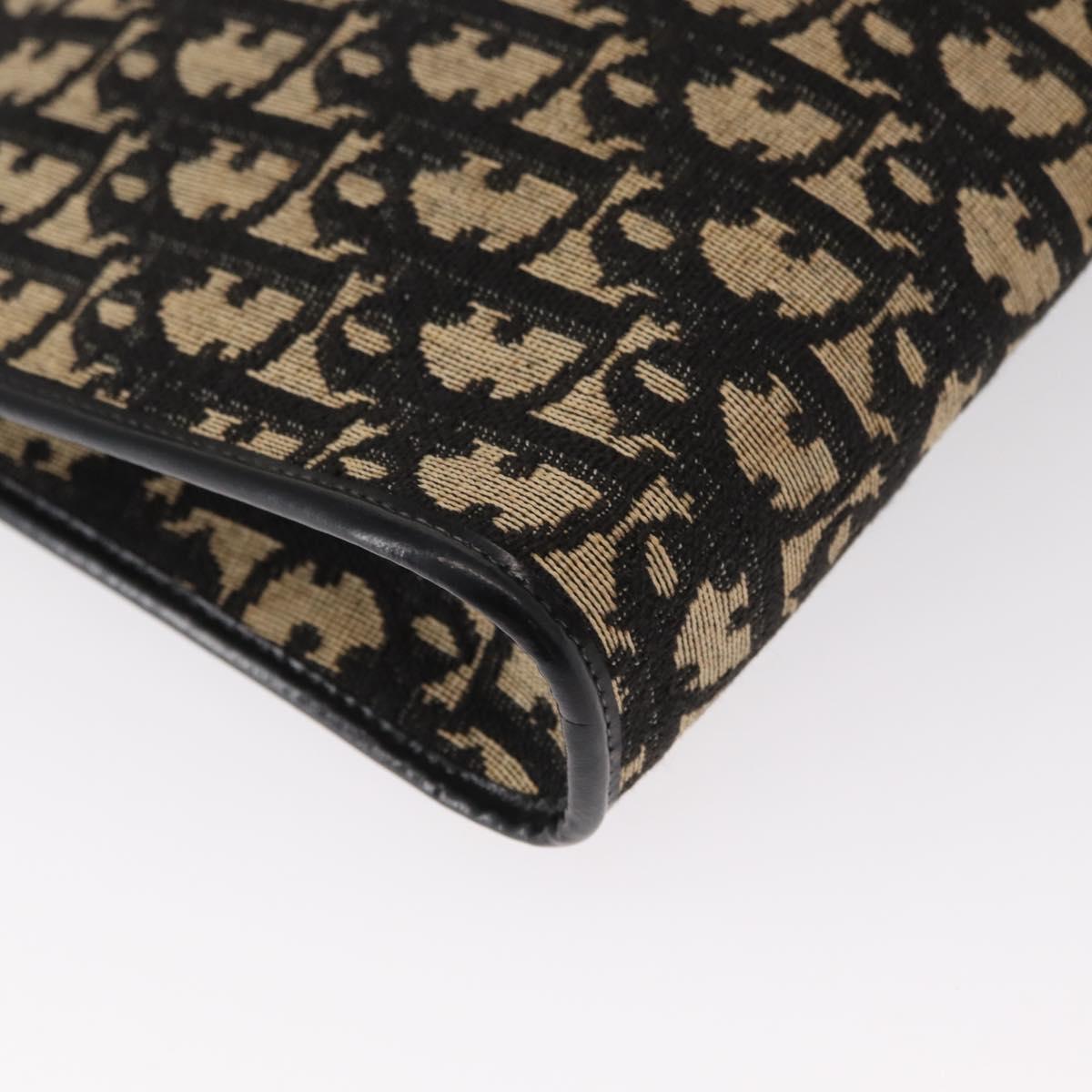 Christian Dior Trotter Canvas Chain Shoulder Bag Black Gold Auth 157804