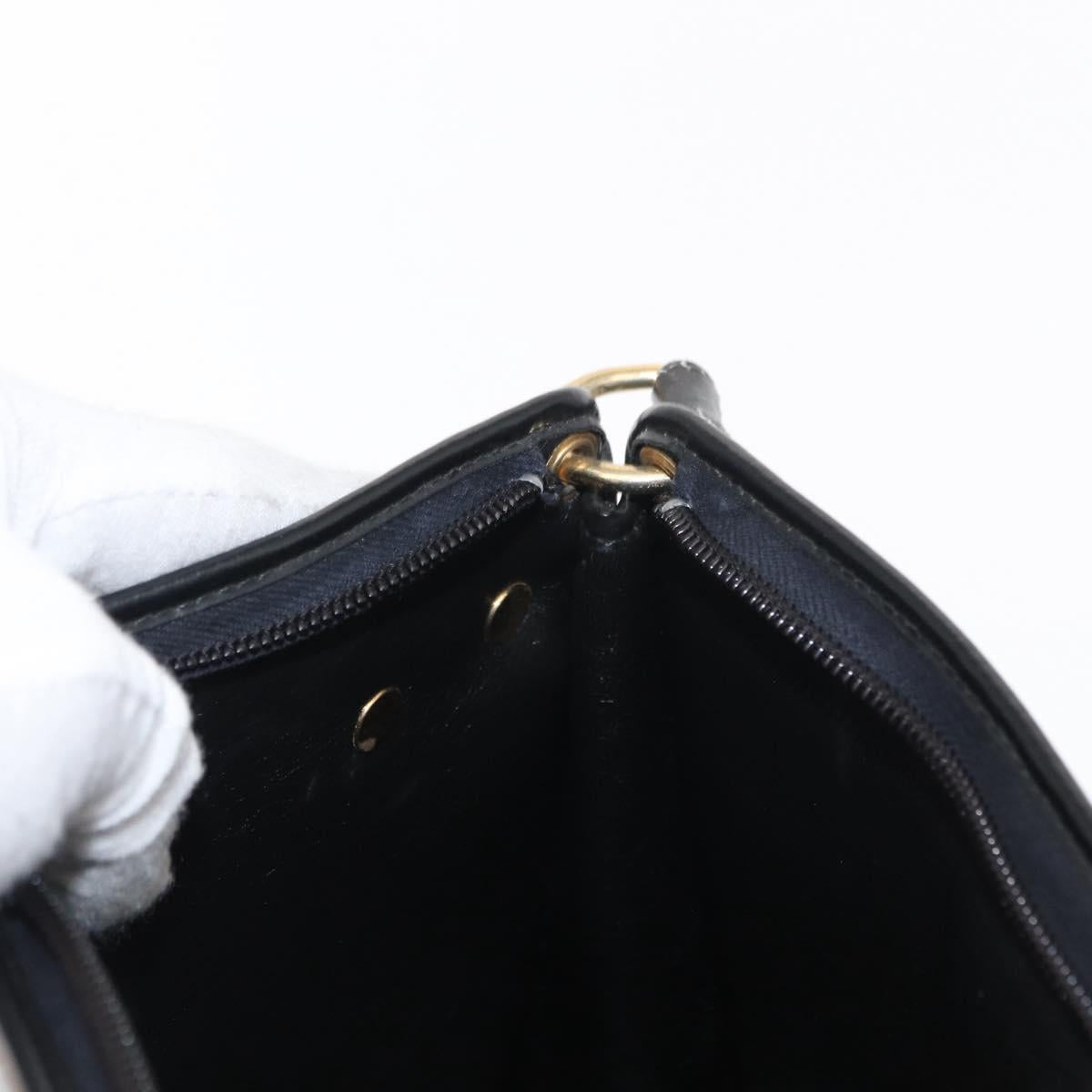 Christian Dior Trotter Canvas Chain Shoulder Bag Black Gold Auth 157804