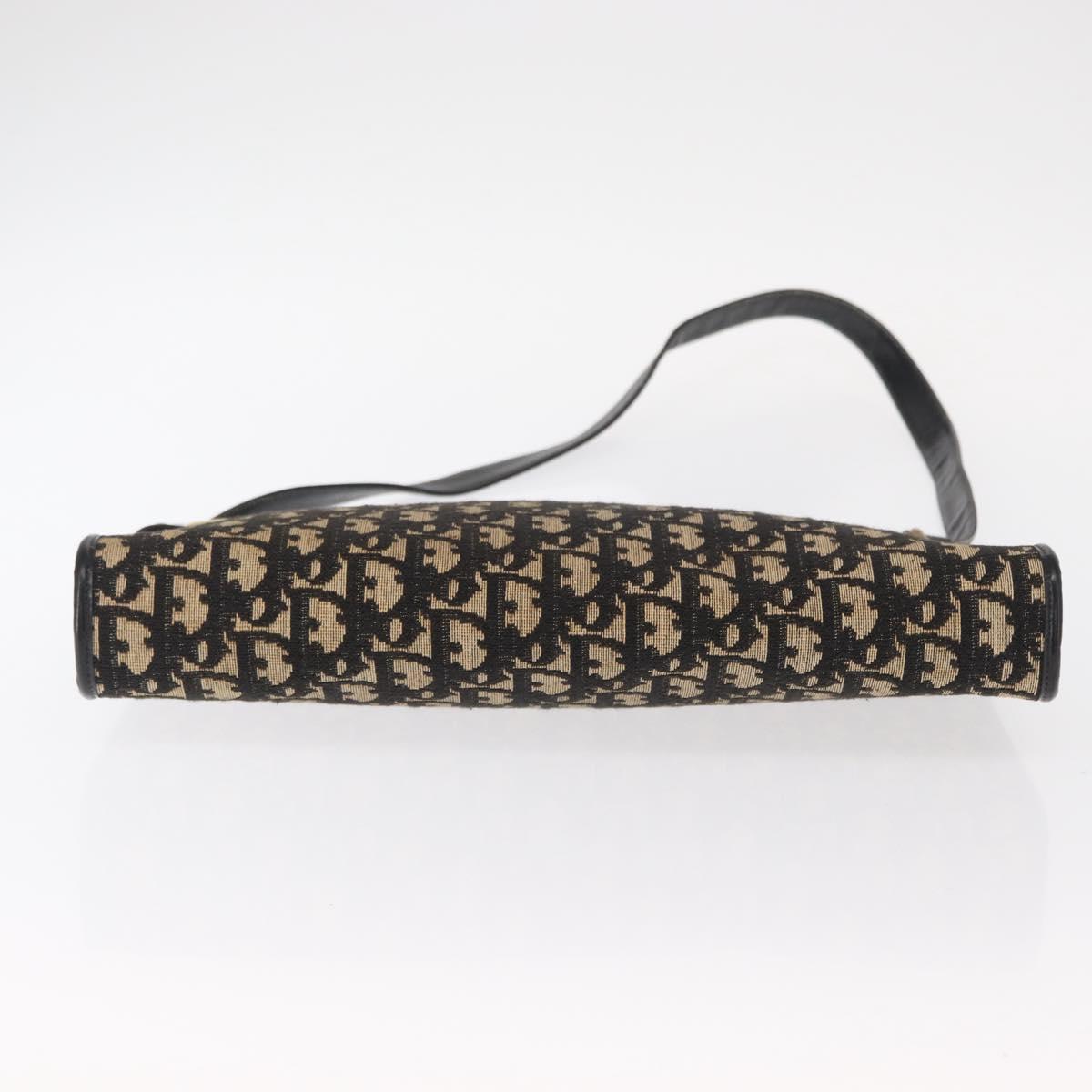 Christian Dior Trotter Canvas Chain Shoulder Bag Black Gold Auth 157804