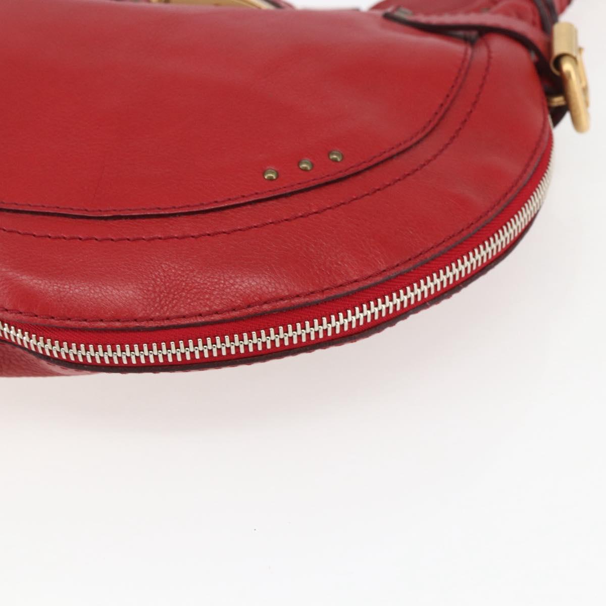 Chloe Paddington Shoulder Bag Leather Red Gold Auth 157807V