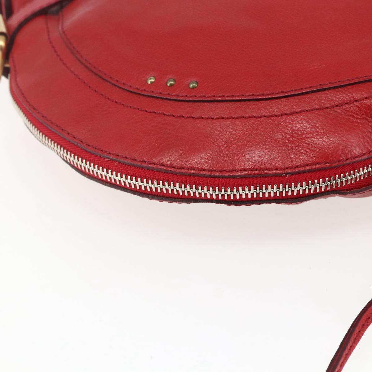 Chloe Paddington Shoulder Bag Leather Red Gold Auth 157807V